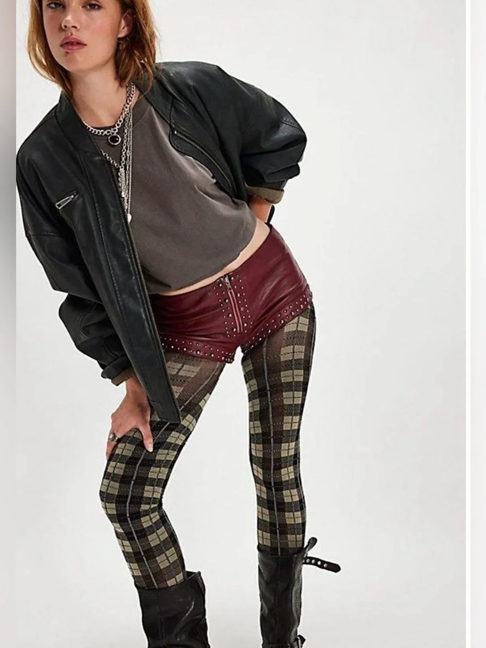NWT Free People Highland Hues Tartan Tights